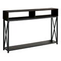 Daphnes Dinnette 48 in. Hall Console Accent Table, Espresso - Black Metal Finish DA3071196